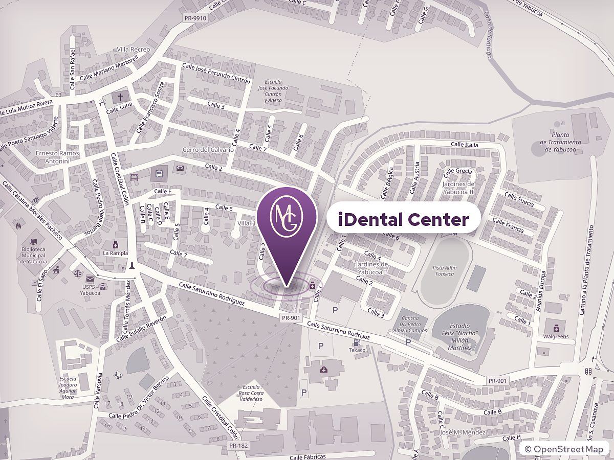 Mapa de Yabucoa con el pin de iDental Center en la Urb. Villa Hilda